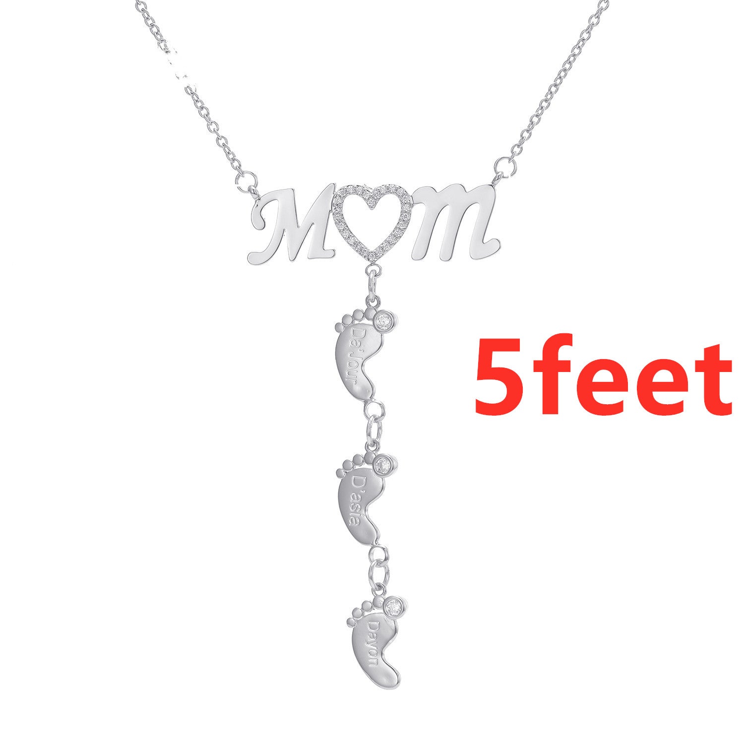 Cherished Steps, Mom Heart Necklace with Baby Footprints
