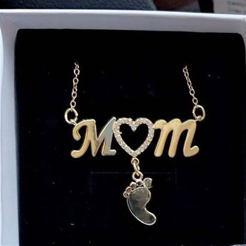Cherished Steps, Mom Heart Necklace with Baby Footprints