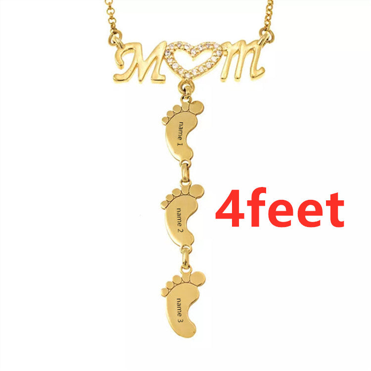 Cherished Steps, Mom Heart Necklace with Baby Footprints