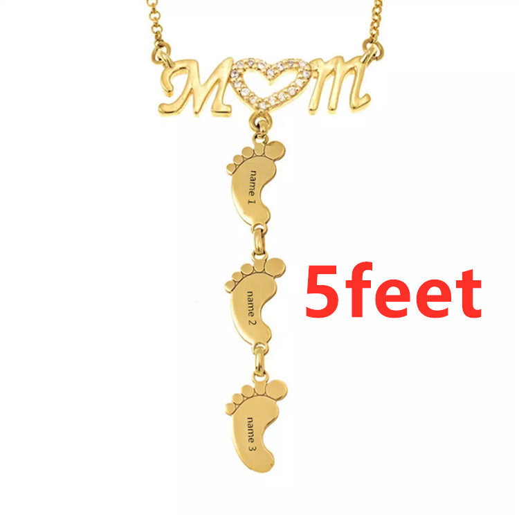 Cherished Steps, Mom Heart Necklace with Baby Footprints