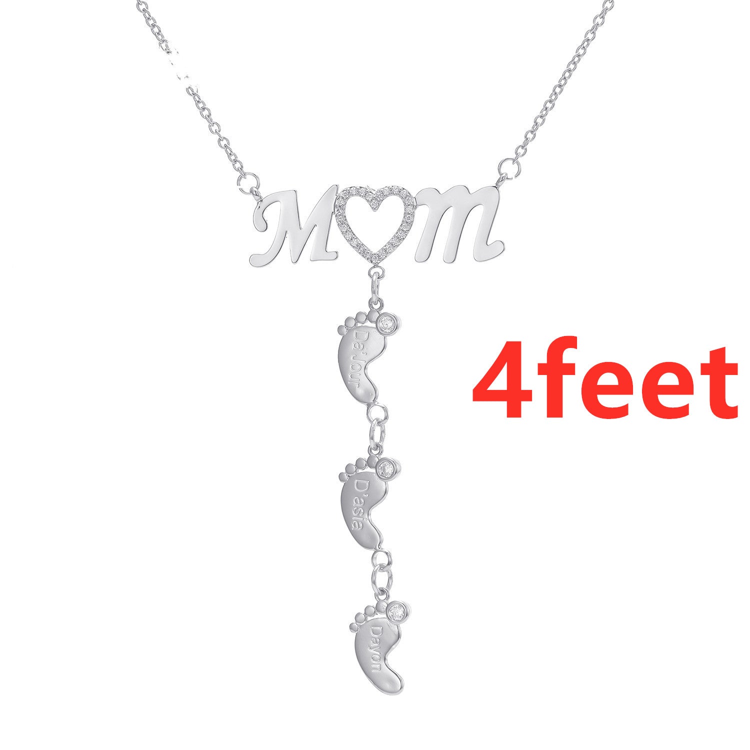 Cherished Steps, Mom Heart Necklace with Baby Footprints